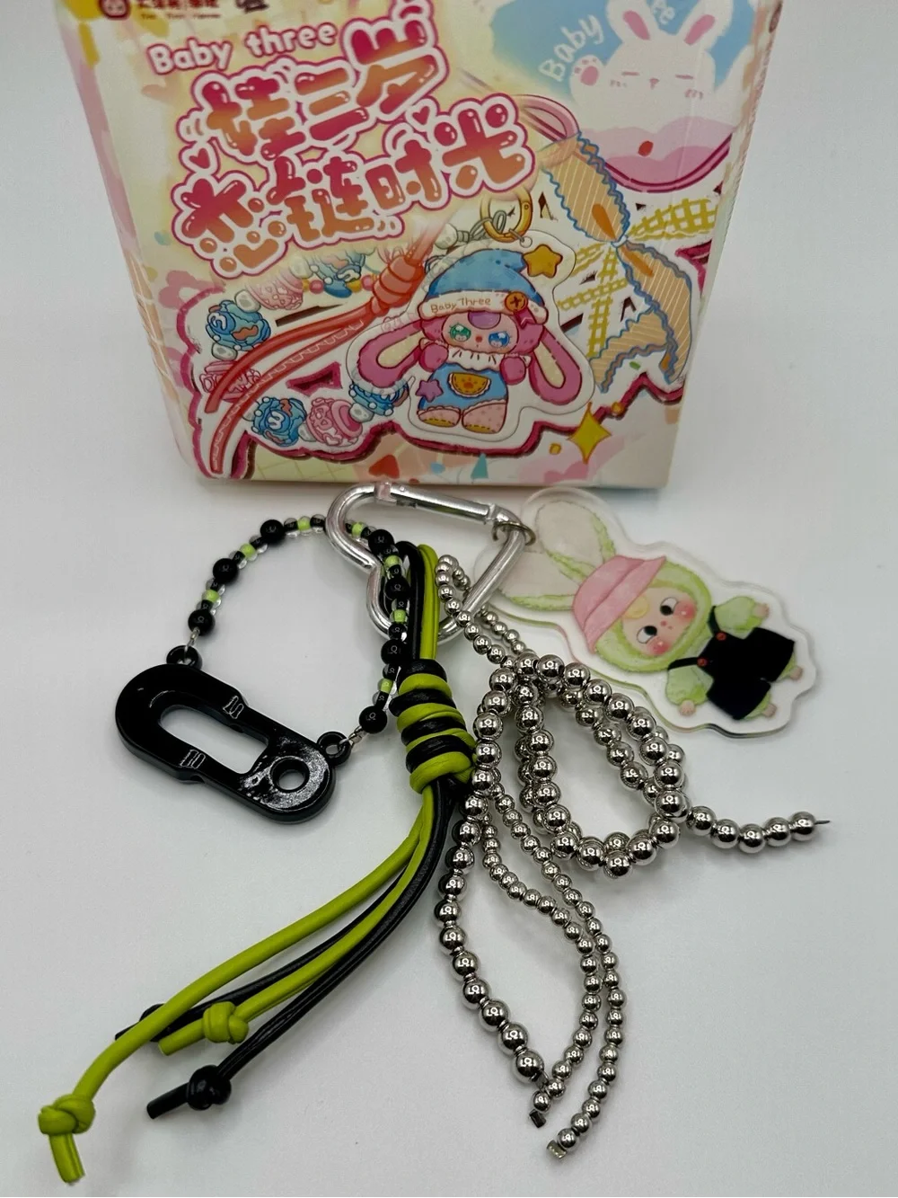 Baby Three BB3 Acrylic Keychain Love Chain Bag Charm Heart Carabiner Clip